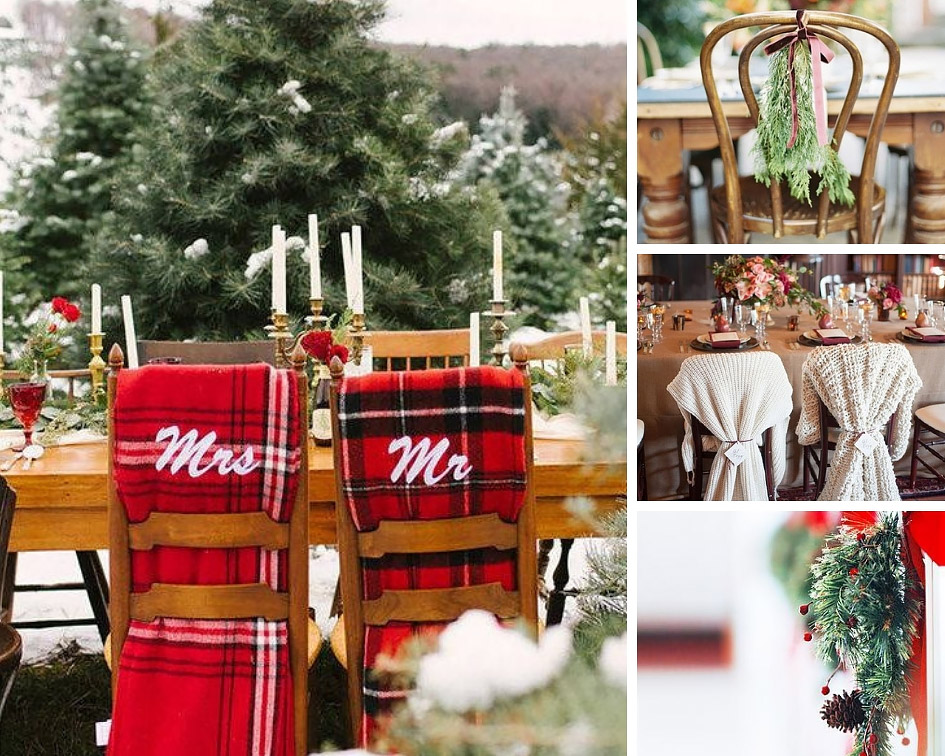 оформление стульев на зимней свадьбе