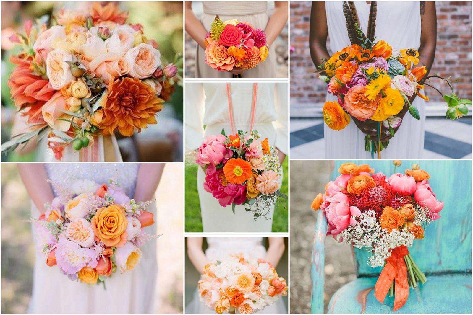 Форма свадебного букета, оранжевій букет невесты фото