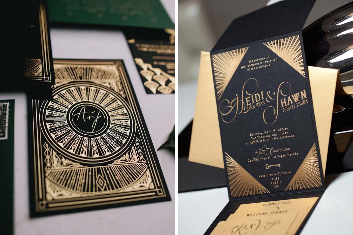 Запрошення на весілля в стилі Великий Гетсбі фото