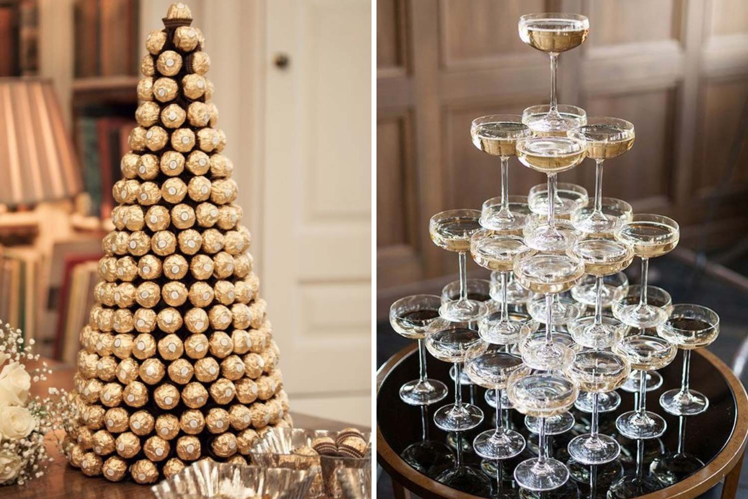 Вежа з шампанського, вежа з цукерок фото 