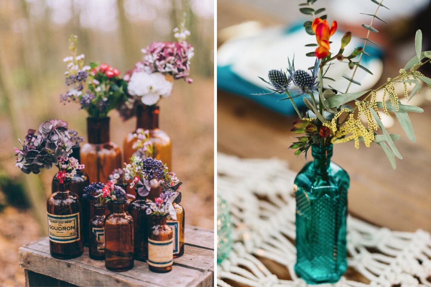 Декор на столи: пляшка-ваза фото