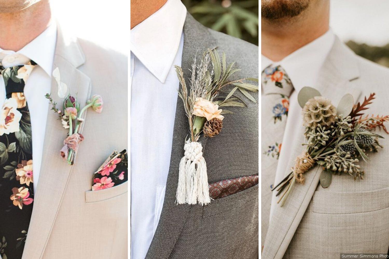 Бутоньєрка з макраме, сухоцвітами фото