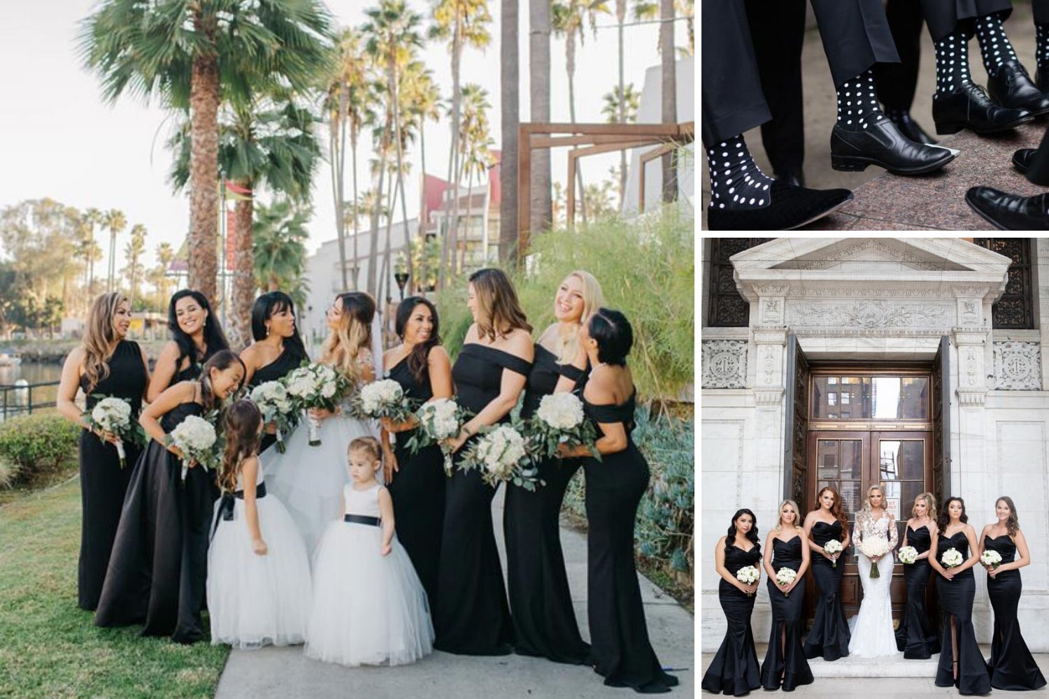 Чорно-білі образи подружок нареченої, друзів нареченого фото