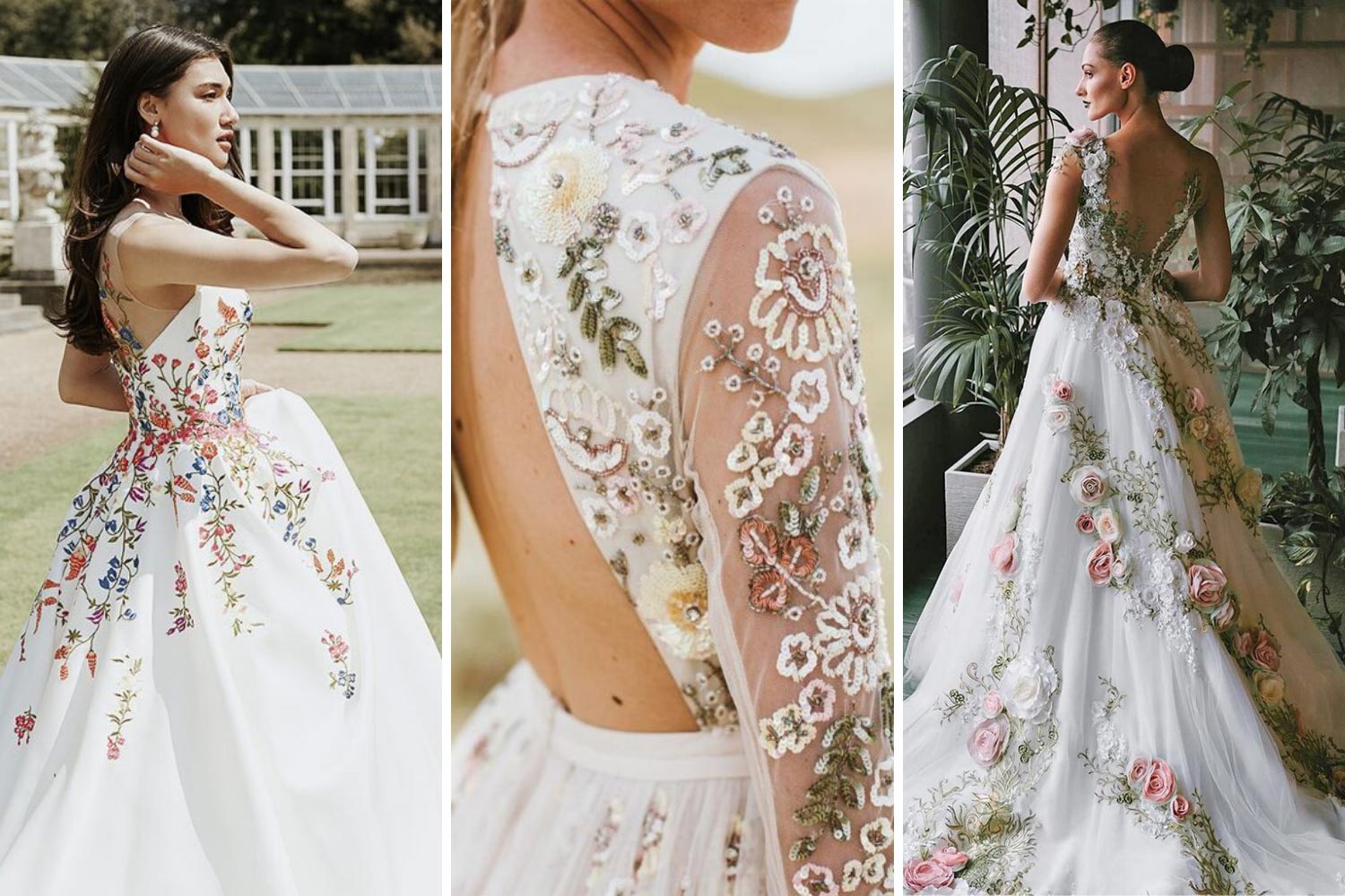 Свадебное платье с флористическими мотивами, цветами фото