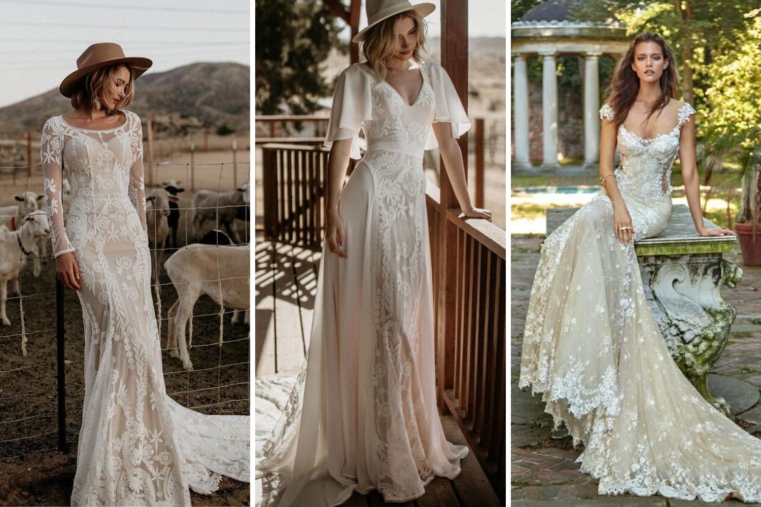 Винтажное платье на свадьбу в эко стиле фото