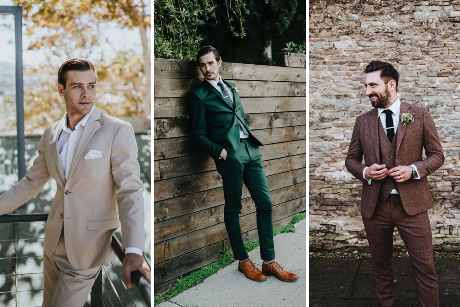 Костюм жениха необычного цвета: коричневый, зеленый костюм фото