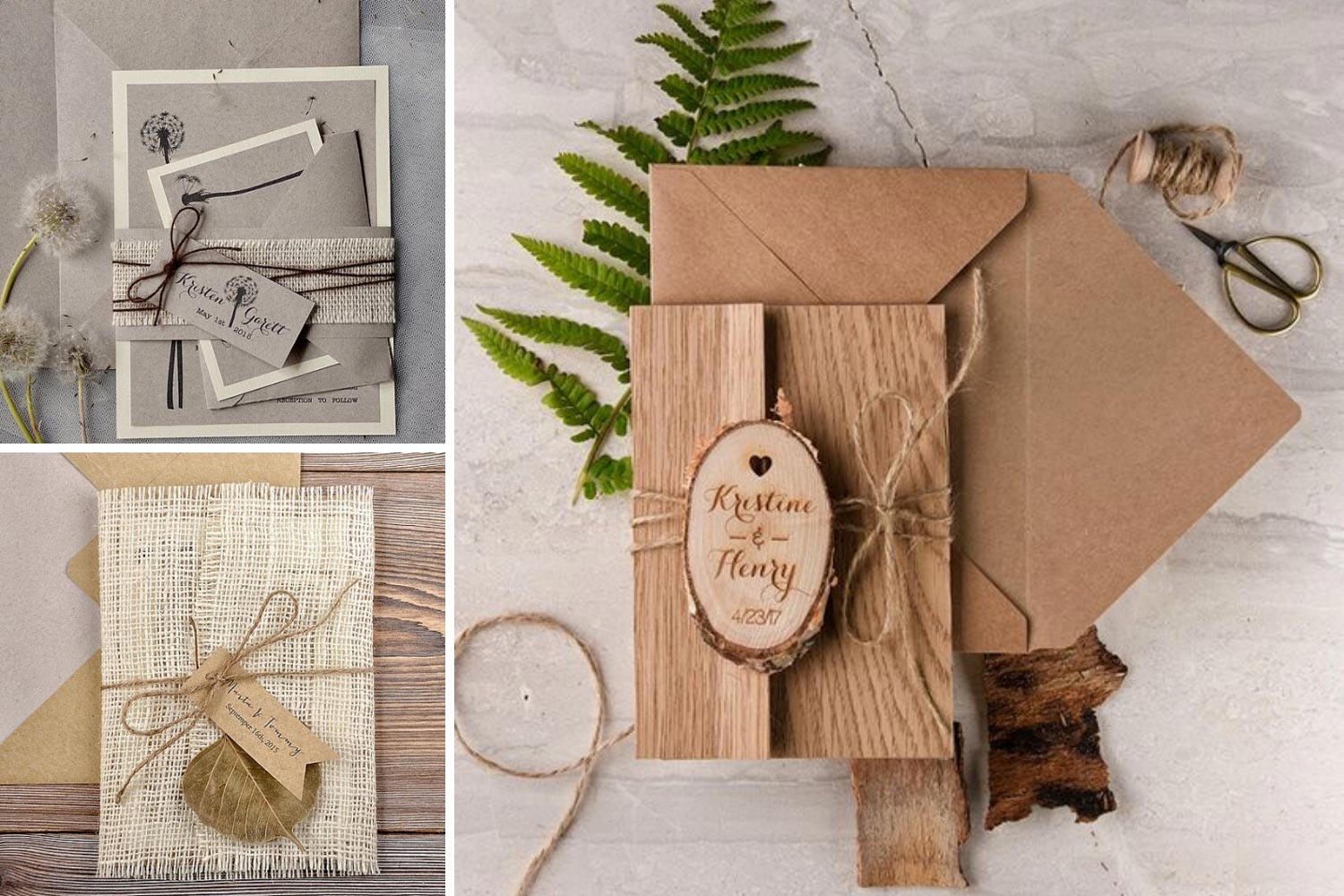 Крафтовые пригласительные на свадьбу фото