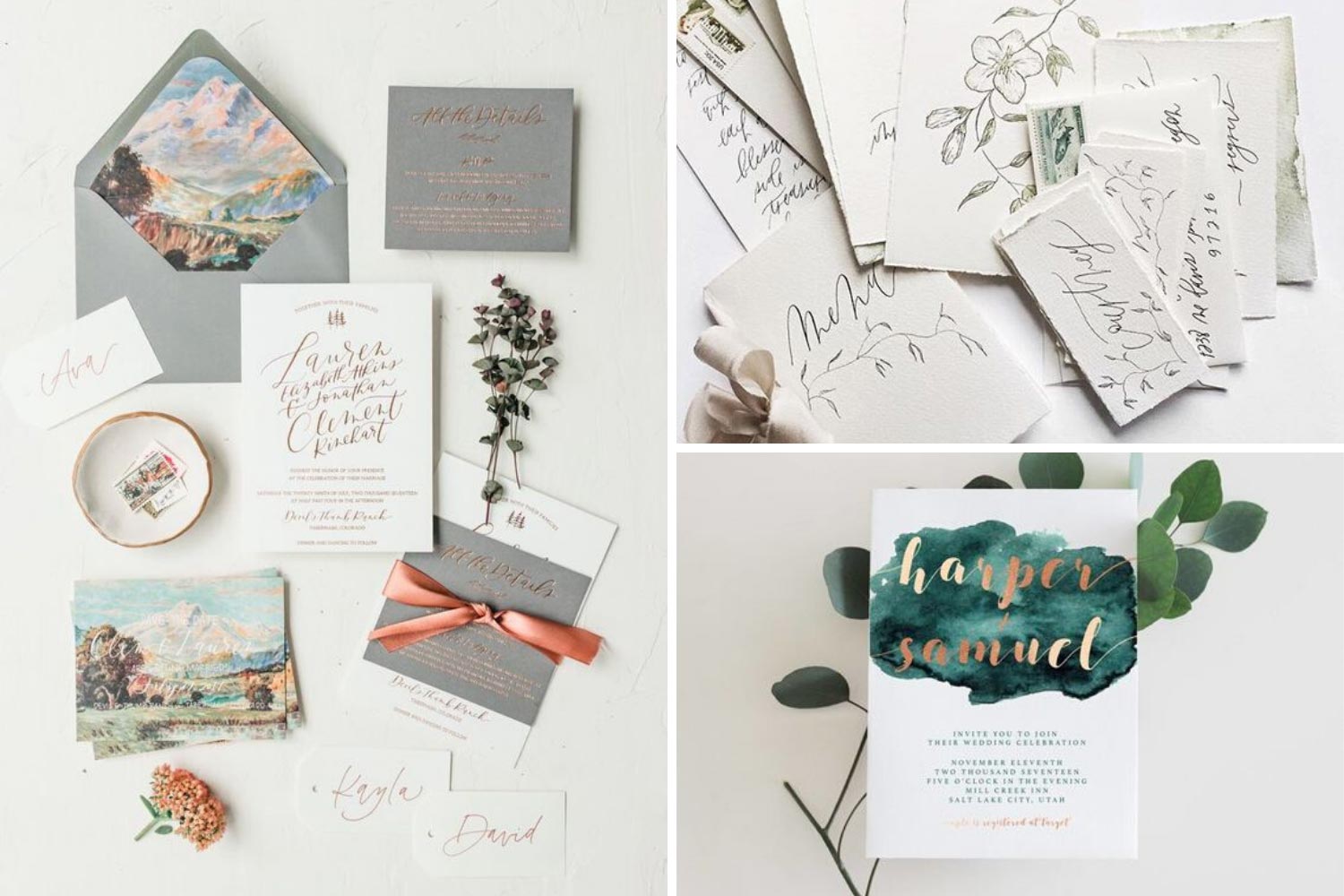 Приглашения на свадьбу в технике акварель, каллиграфия фото