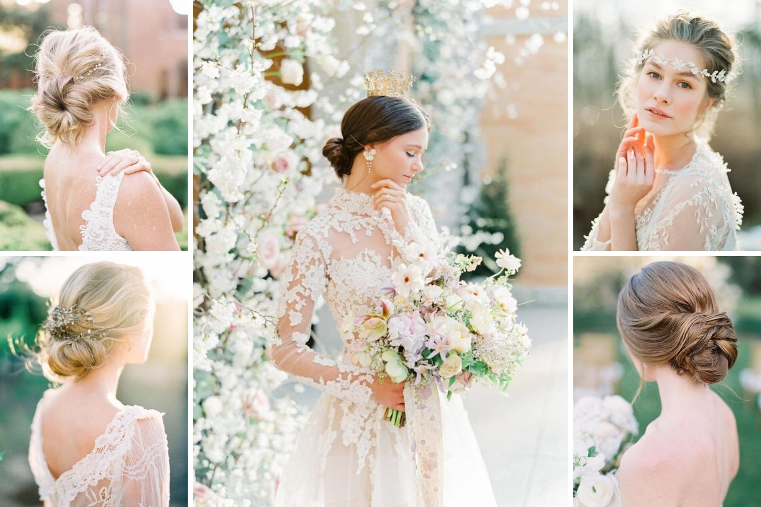 Прическа на свадьбу с украшениями и без: узел, пучок фото