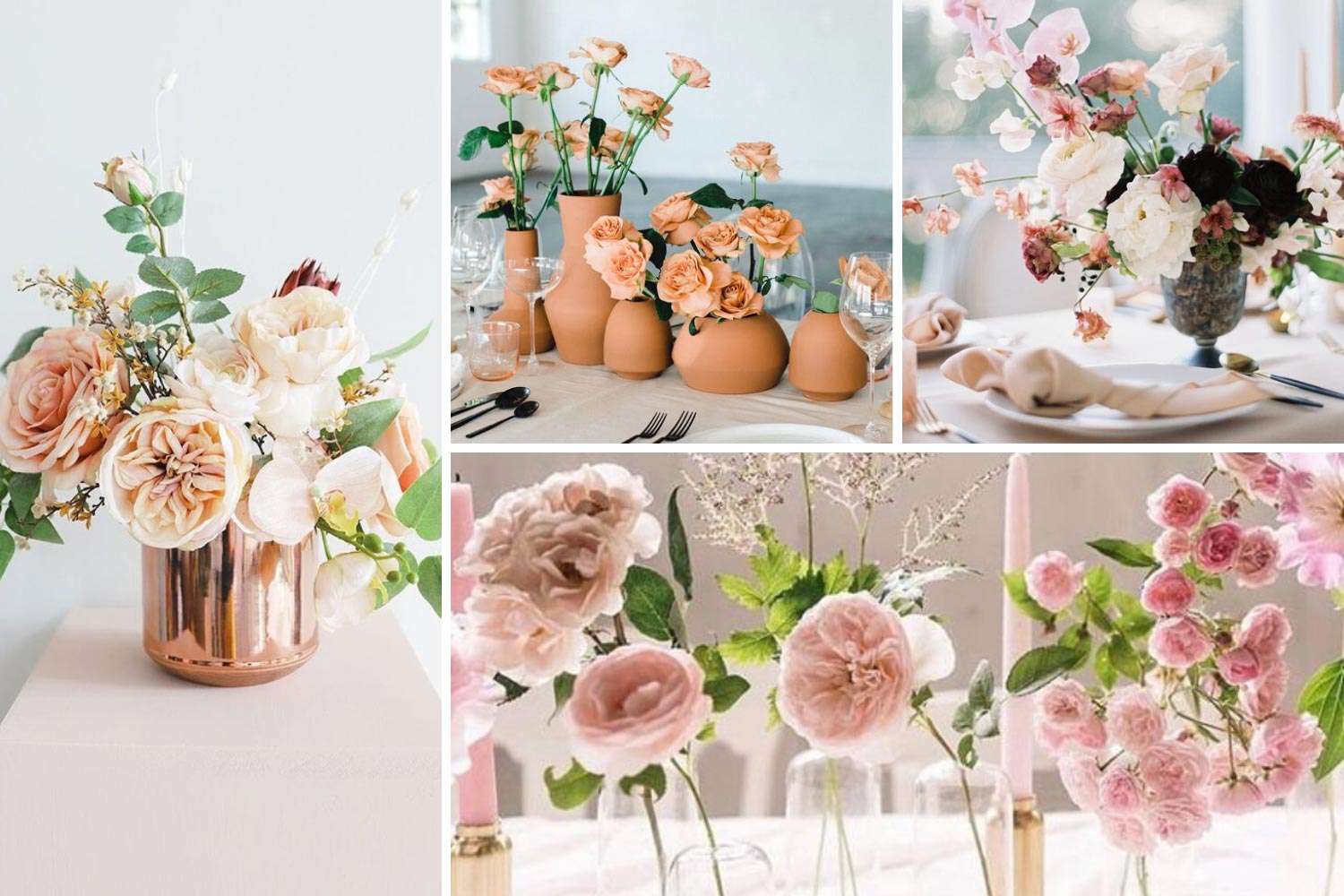 Композиции на столы из цветов: декор в пастельных тонах
