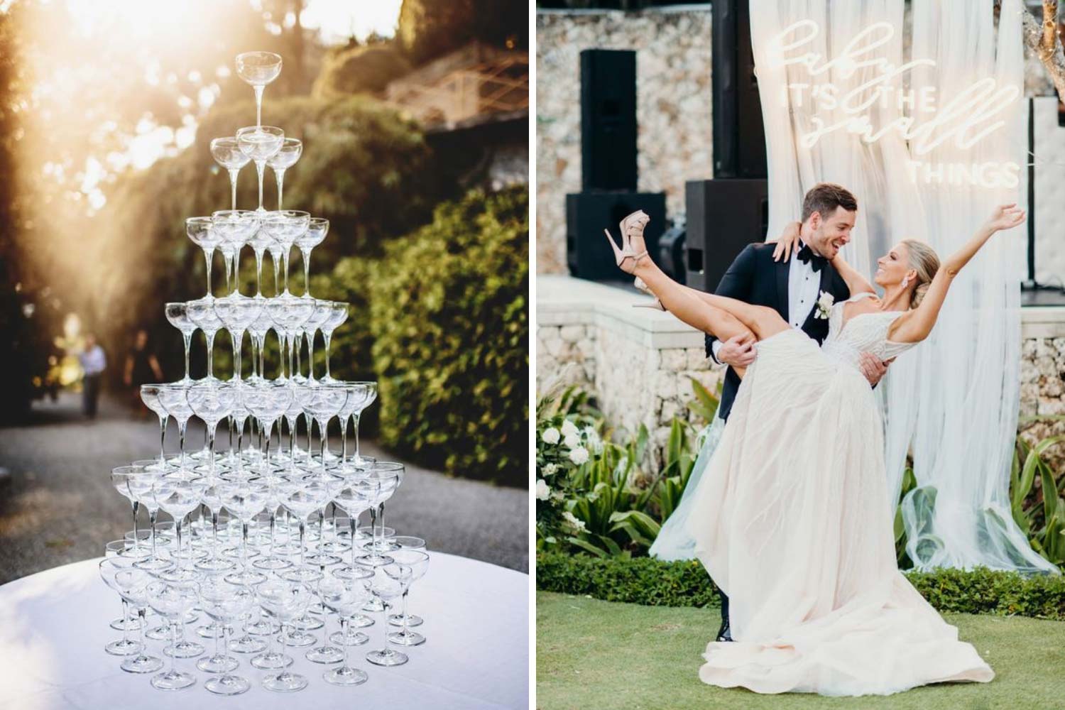 Гламурне весілля: піраміда з шампанського, наречені фото