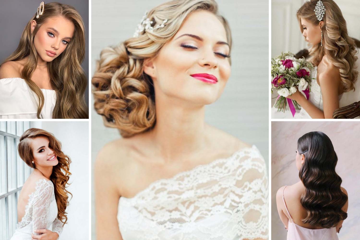 Весільна зачіска в стилі гламур: великі локони фото