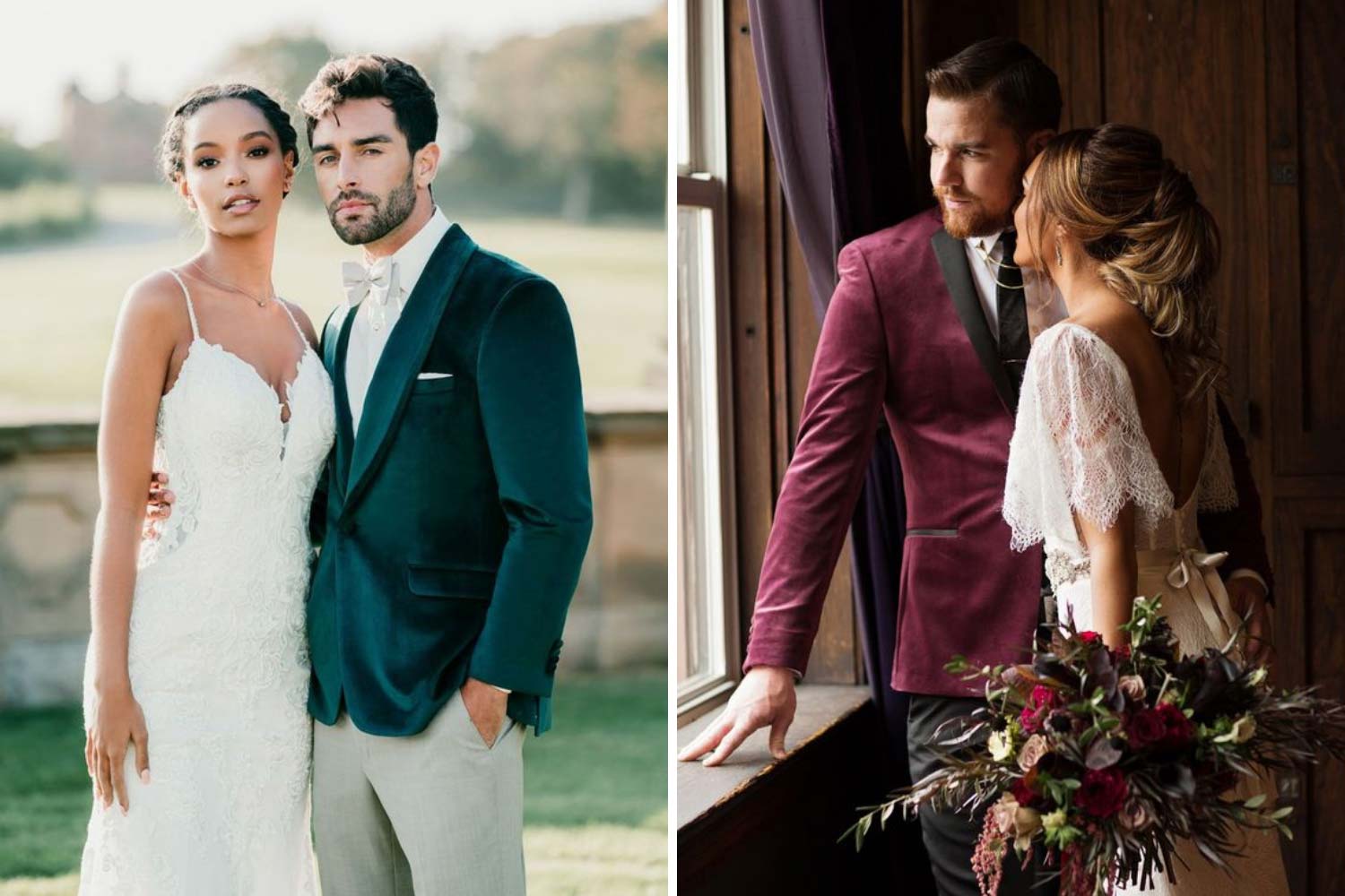 Оксамитовий костюм нареченого в стилі glam ідеї