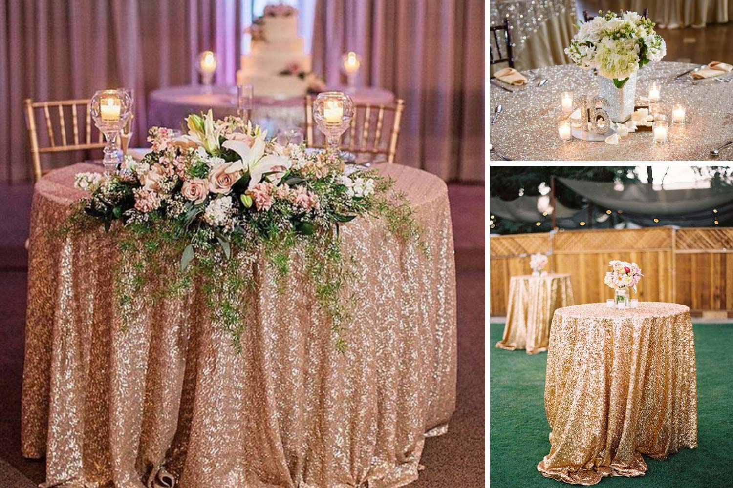 Блискучі скатертини на весілля фото