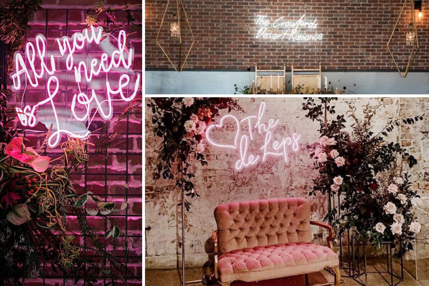 Неоновый декор на свадьбу, неоновые вывески фото