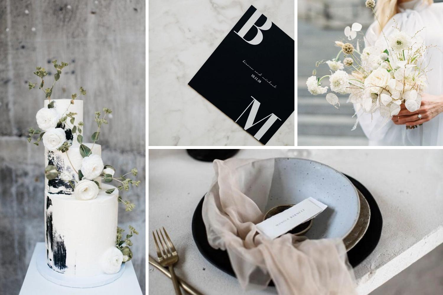Монохромне оформлення весілля, чорно-білий декор фото