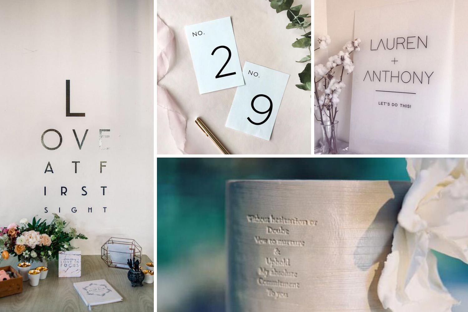 Шрифти, написи на сучасне весілля: номера столів, торт фото