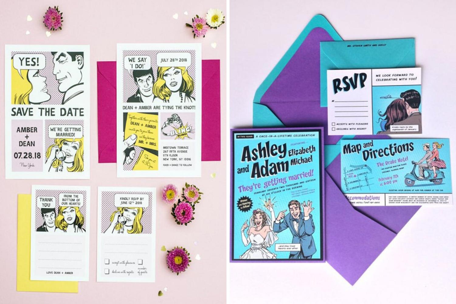 Запрошення на весілля в стилі пін-ап, коміксів фото