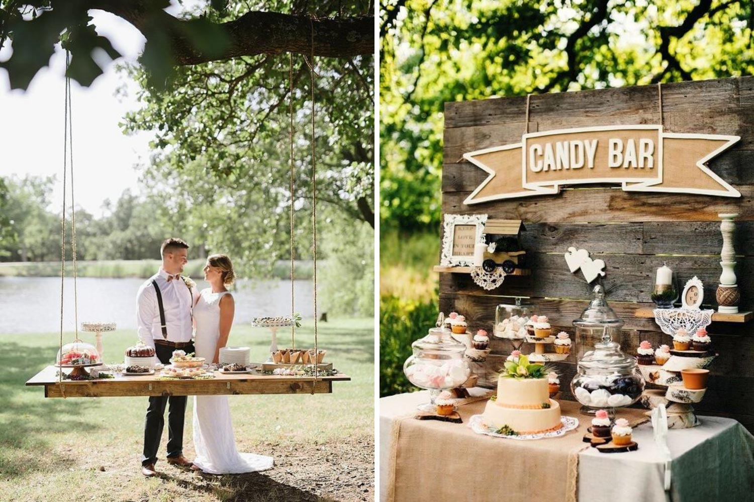 Кенди-бар на свадьбе в деревенском стиле