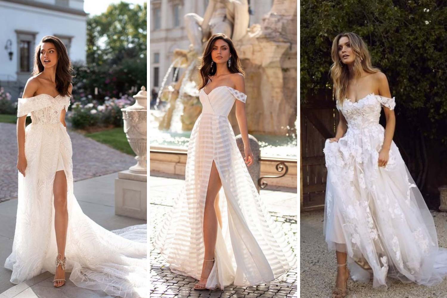 Свадебное платье с открытыми плечами фото 