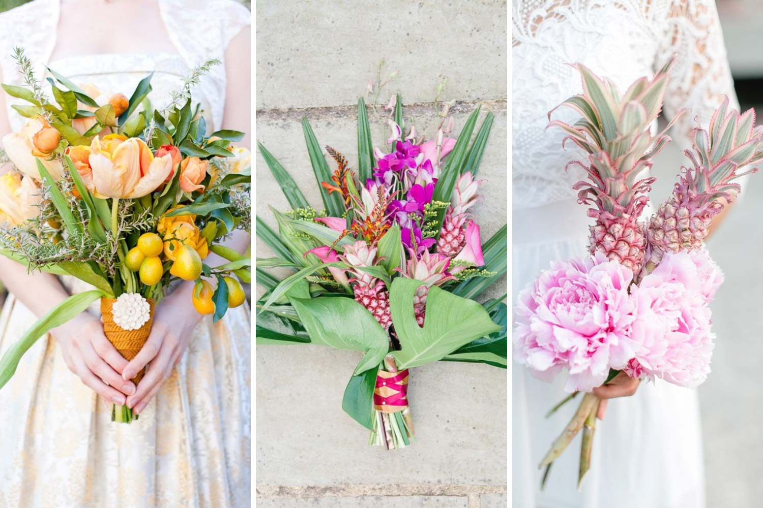 Экзотический свадебный букет с фруктами фото 