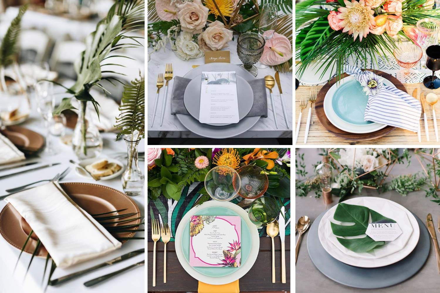 Сервировка стола на тропической свадьбе идеи