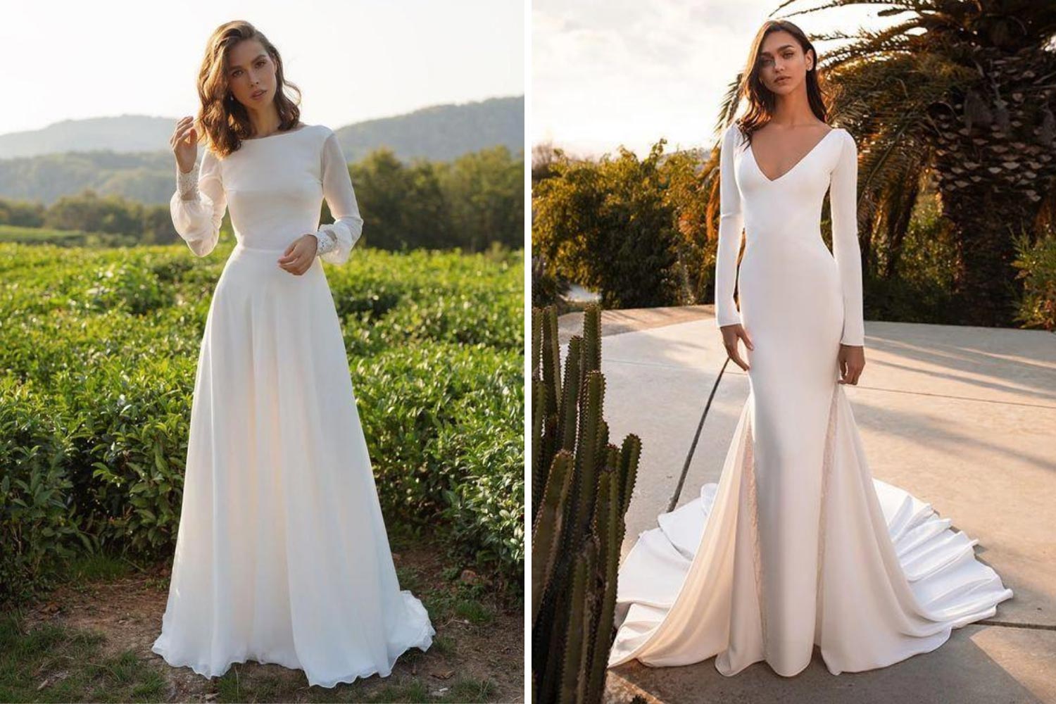 Простое платье невесты с рукавами фото