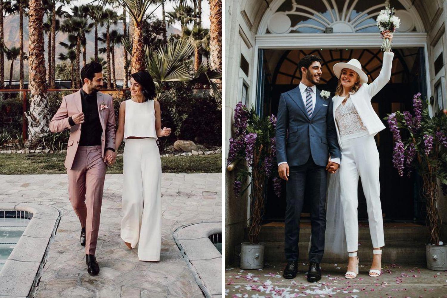 Брючный образ невесты фото  