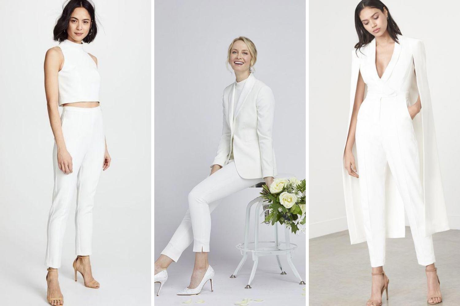 Брючный костюм невесты на свадьбу фото 