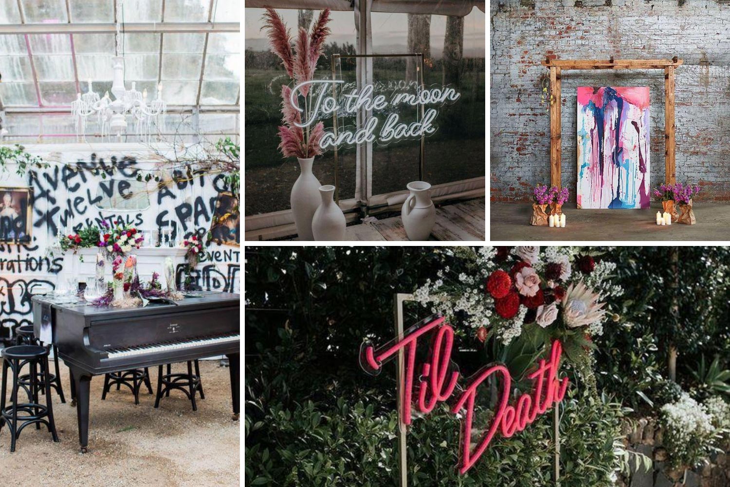 Неоновые вывески на свадьбу, граффити фон