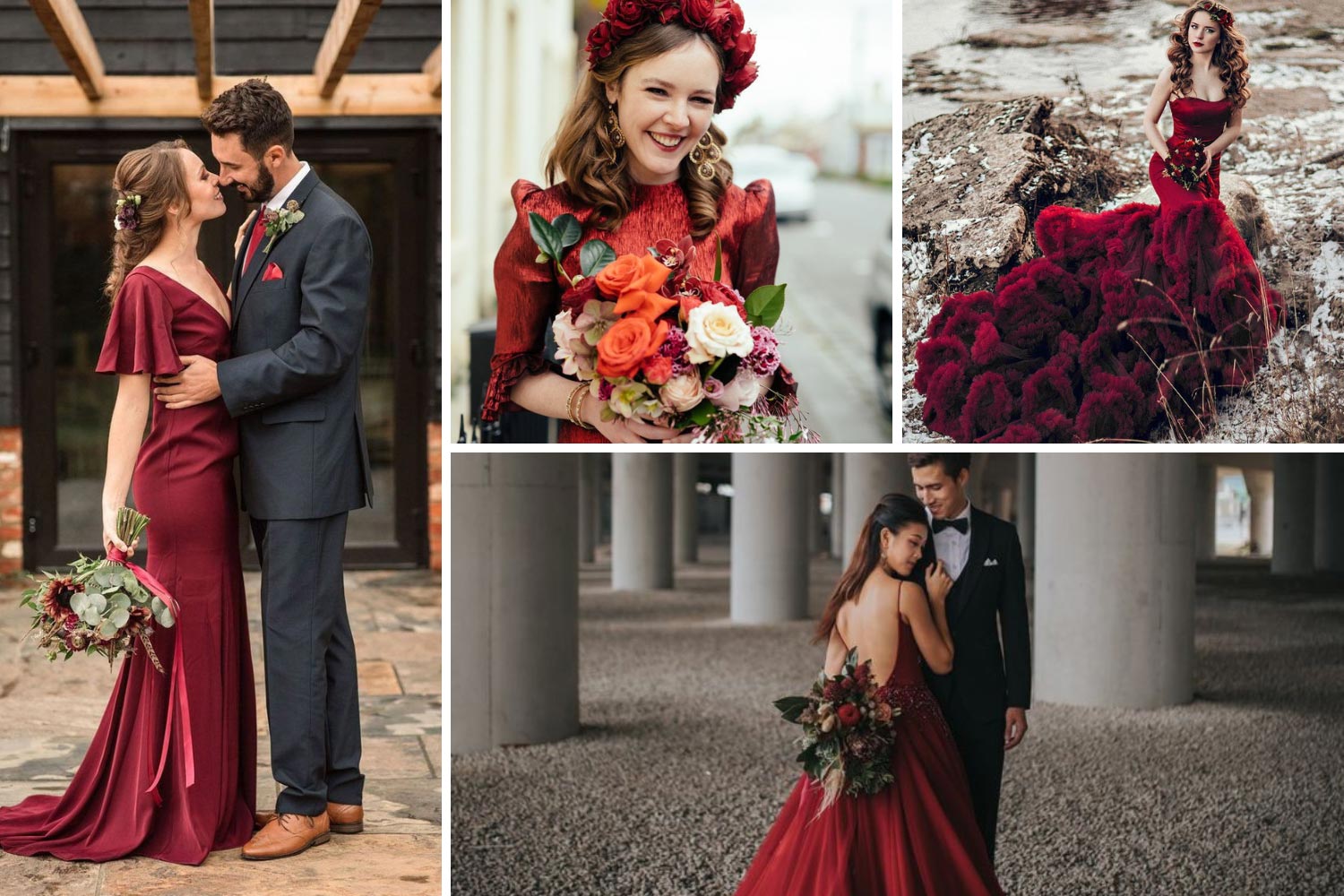 Червона весільна сукня фото