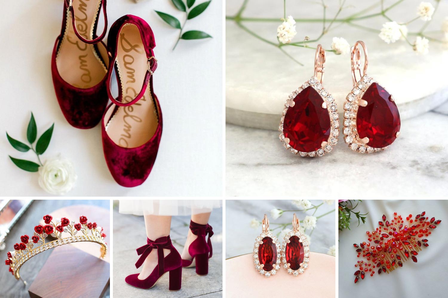 Ювелірні прикраси з червоним каменем, весільне взуття Viva Magenta фото