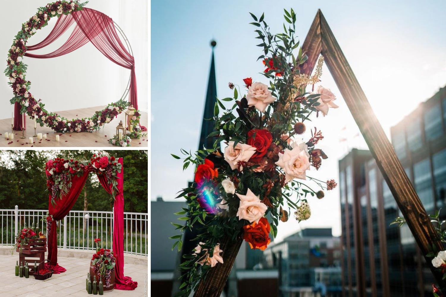 Весільна арка у червоних тонах ідеї