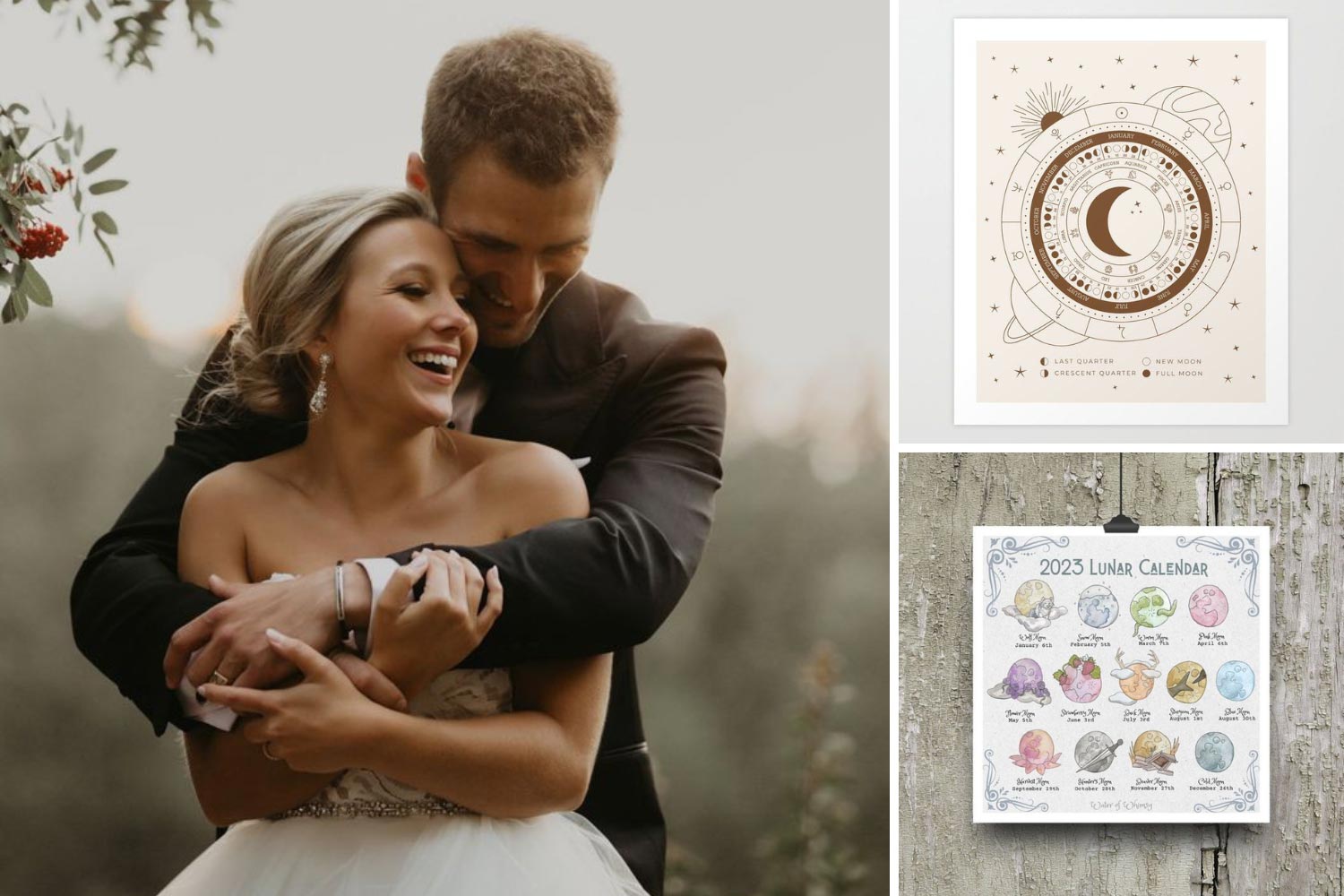 Місячний календар, нічна весільна фотосесія ідеї