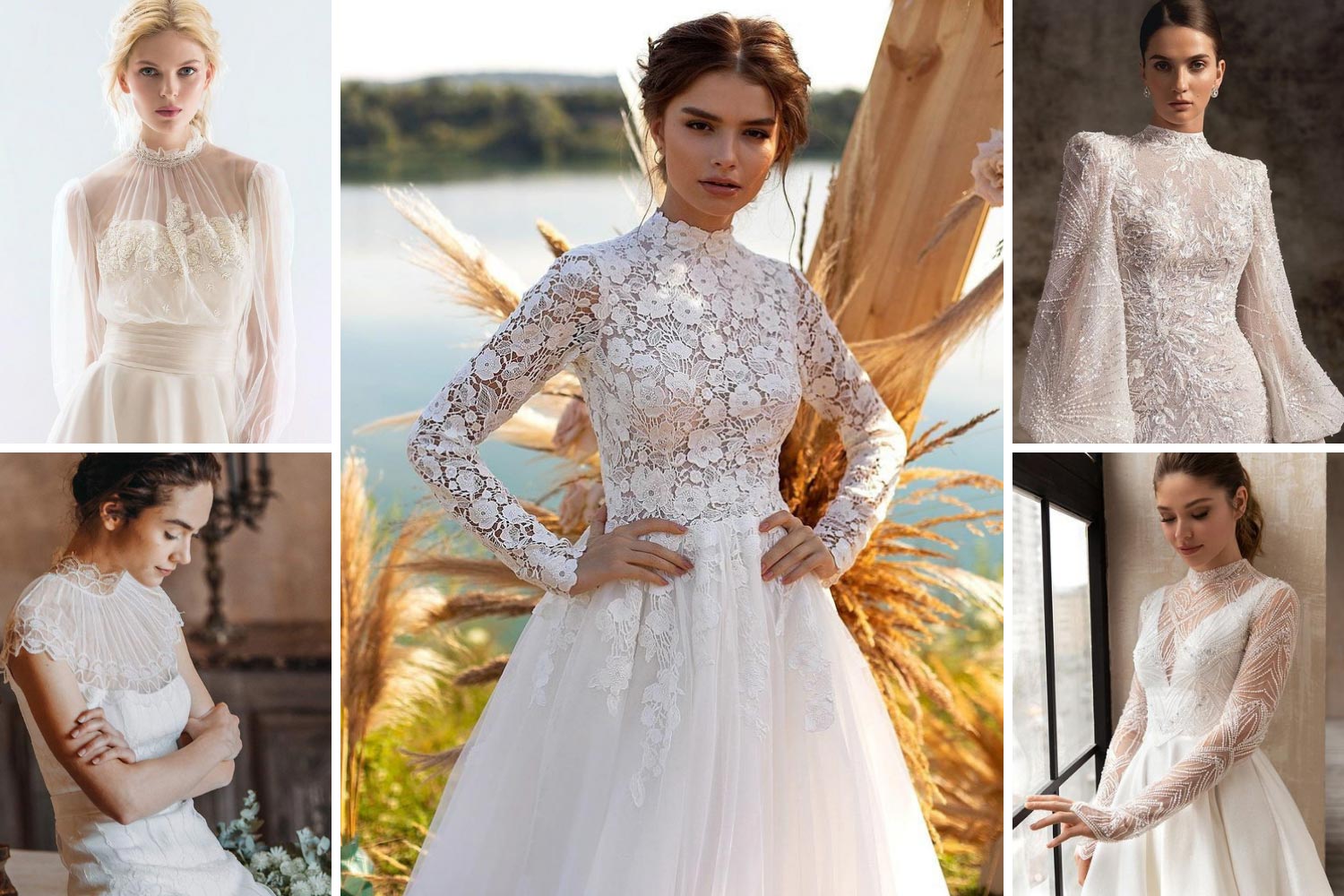 Платья на свадьбу со скрытым декольте фото