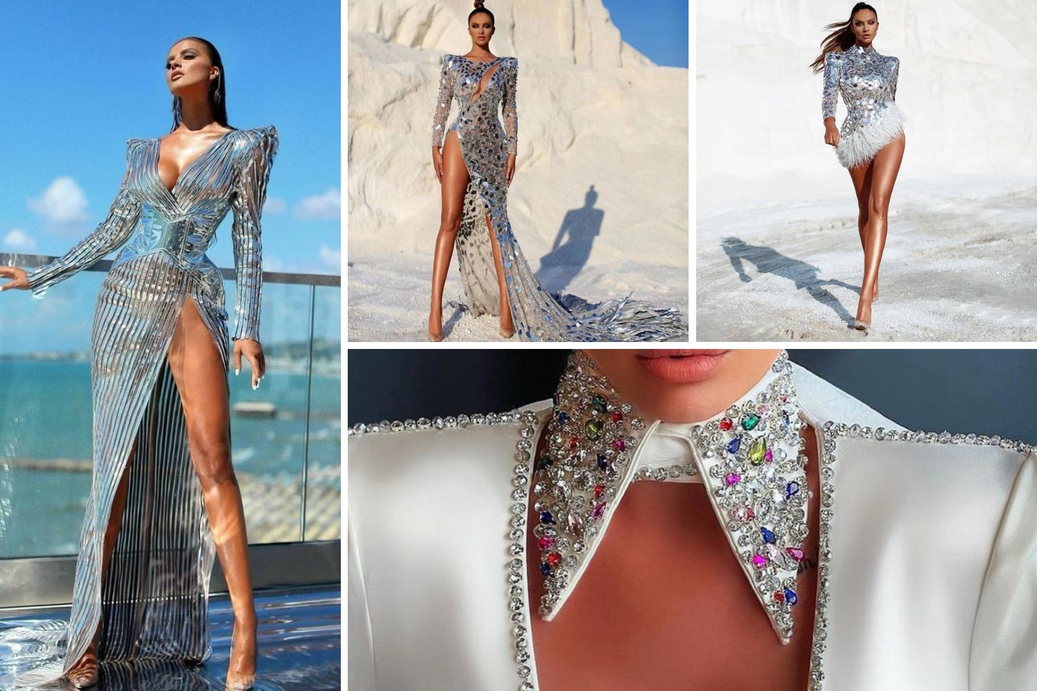 Свадебное платье из латекса, зеркальный декор фото