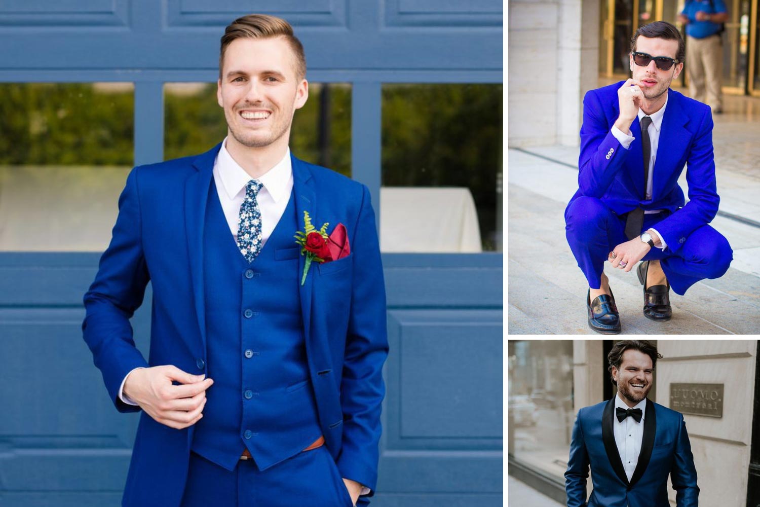 Яскраво-сині весільні костюми фото