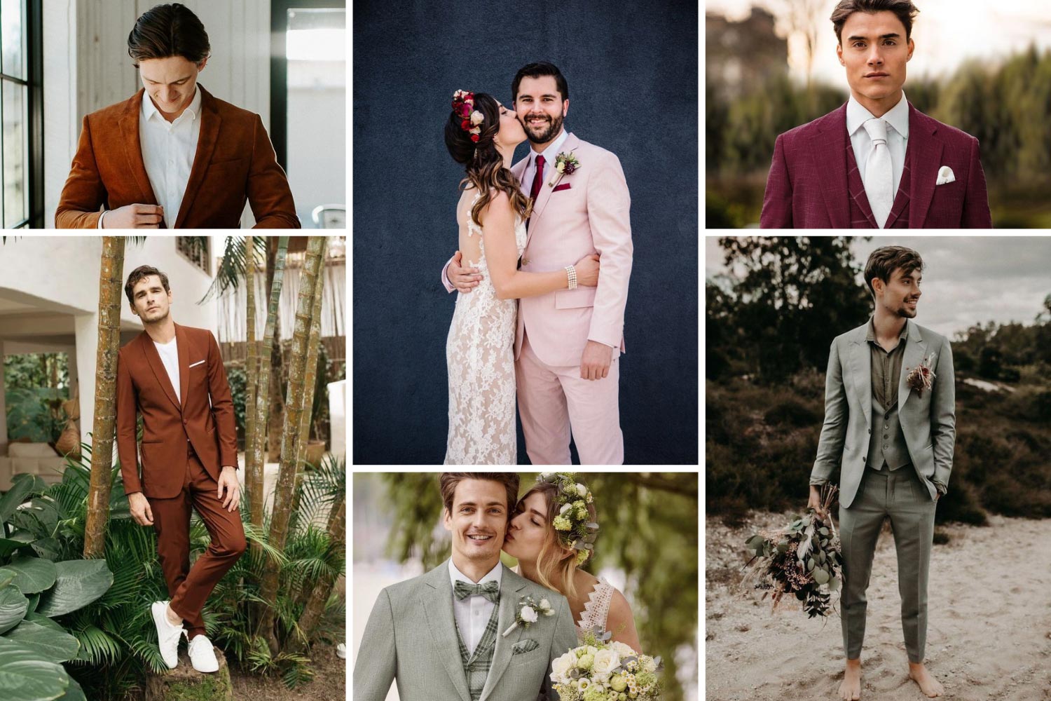 Зелений, бордовий, коричневий, рожевий костюм на весілля фото