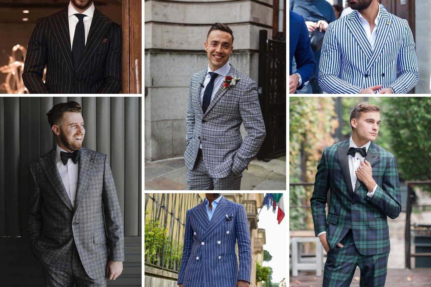 Чоловічий весільний образ в смужку, в клітинку фото