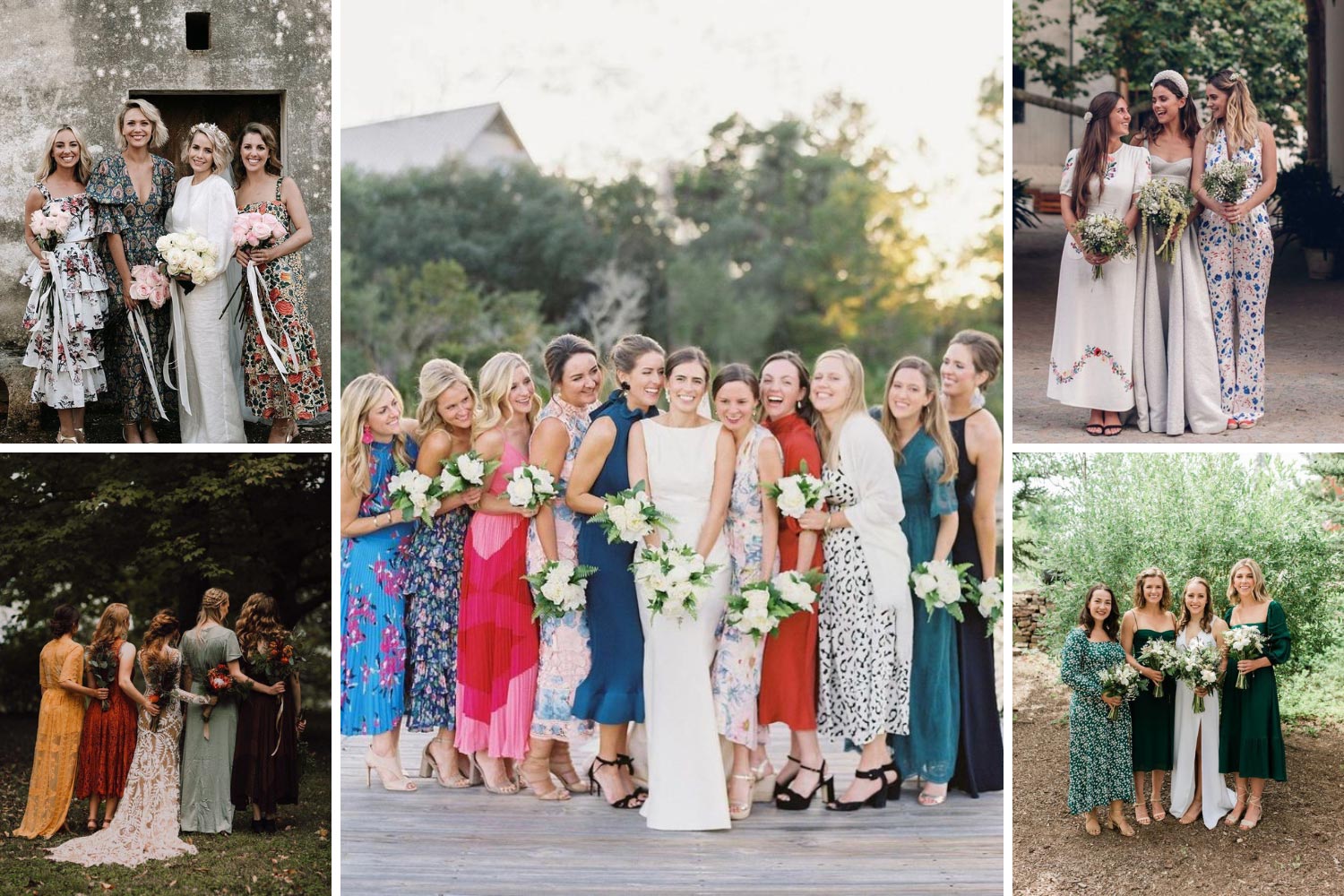 Несхожі сукні подружок нареченої, індивідуальні сукні дружок фото