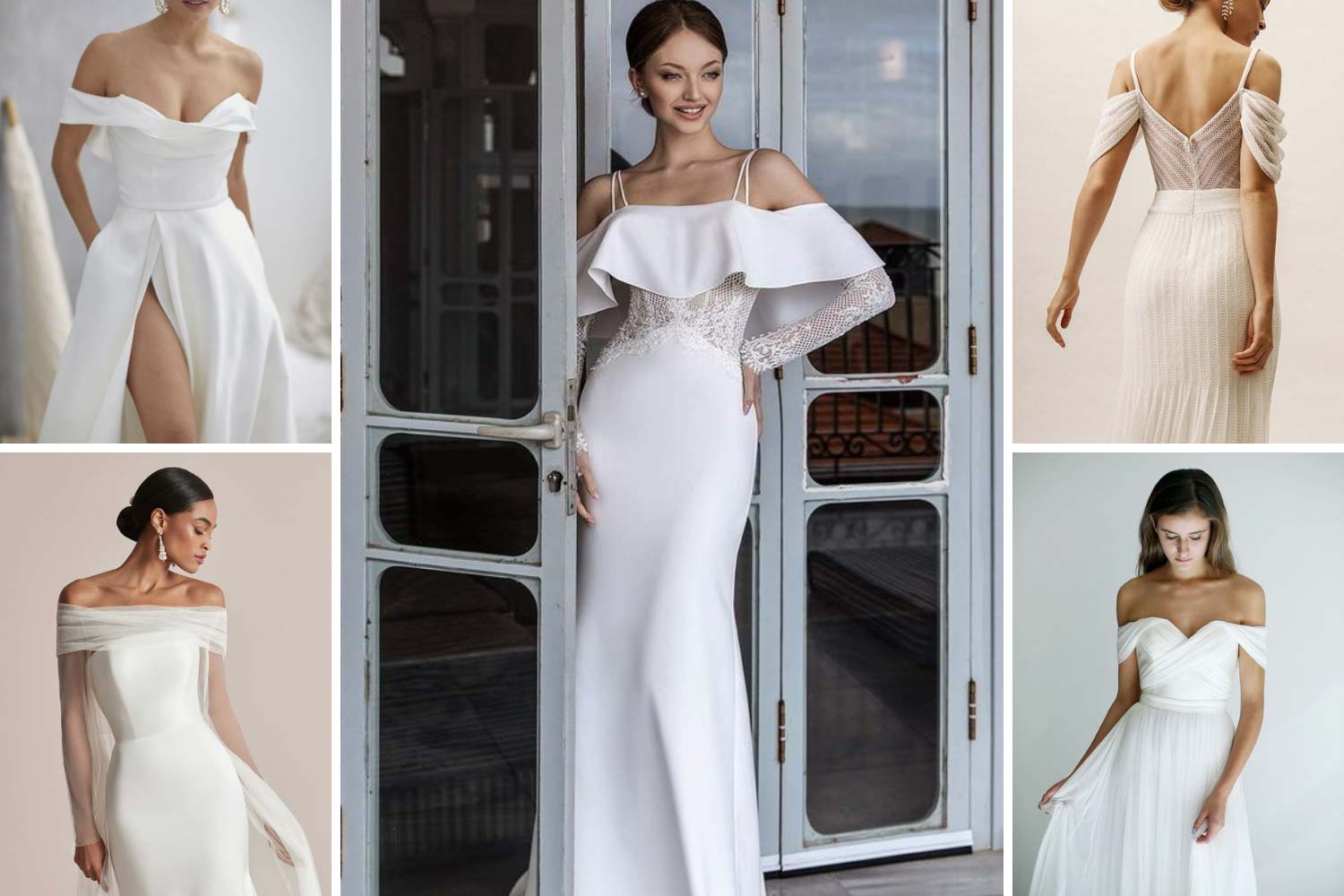 Сукня на весілля з приспущеними рукавами фото