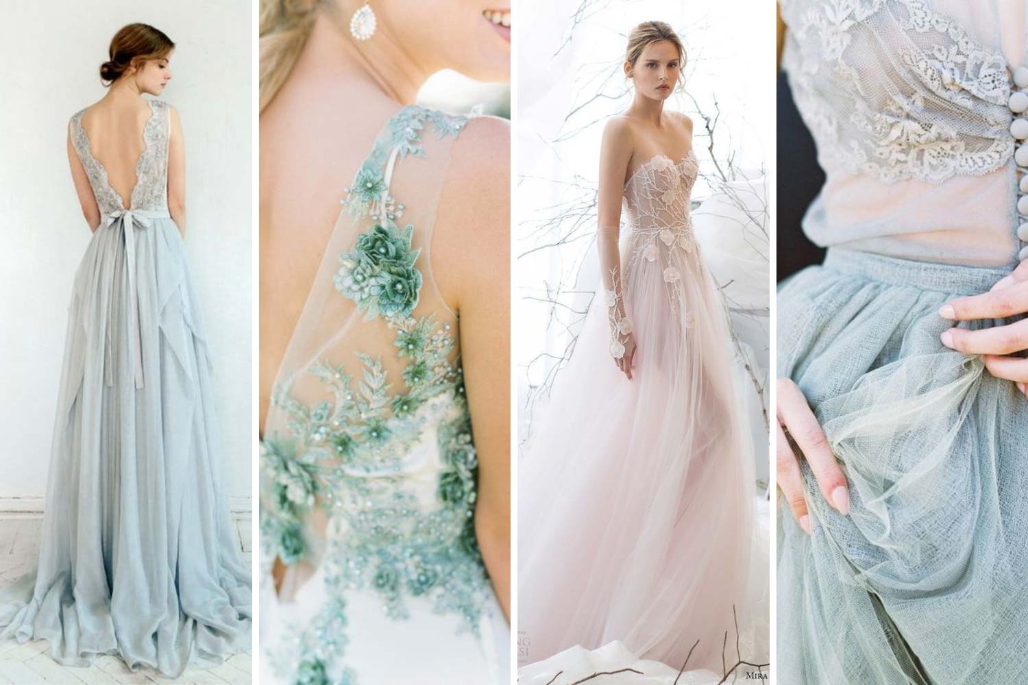 Кольорові сукні на весілля фото: блакитна, зелена, рожева