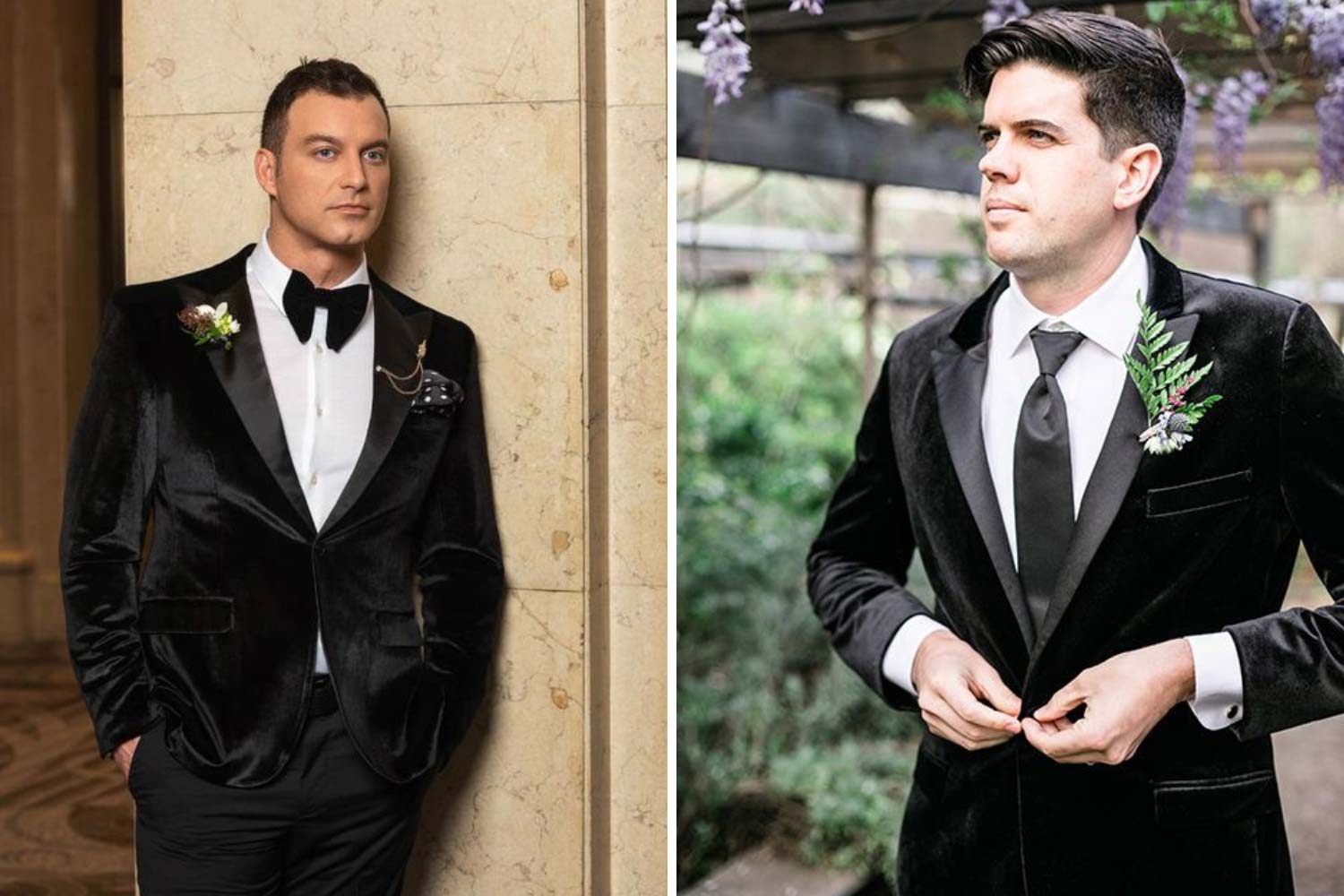 Чорний смокінг з оксамиту фото