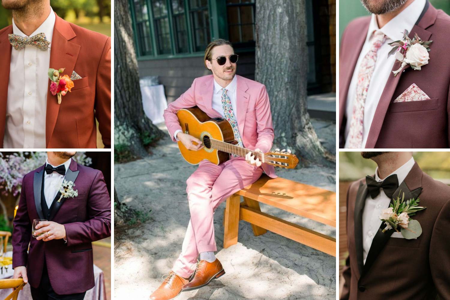 Кольоровий костюм нареченого: бургунді, теракотовий та інші фото