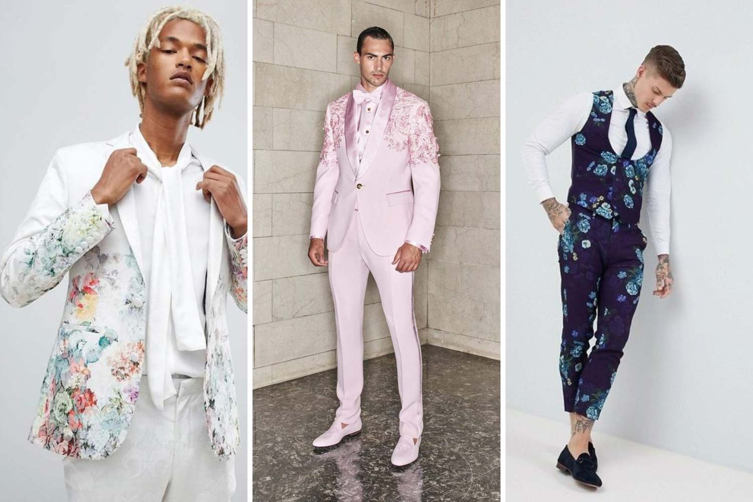 Костюм на весілля з квітковим принтом.