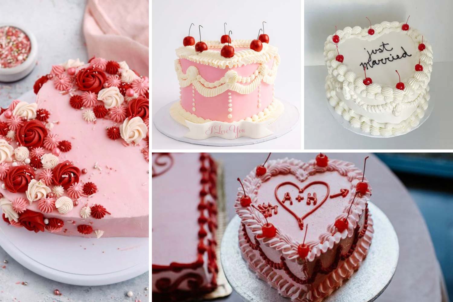 Ретро торти у формі серця на весілля фото