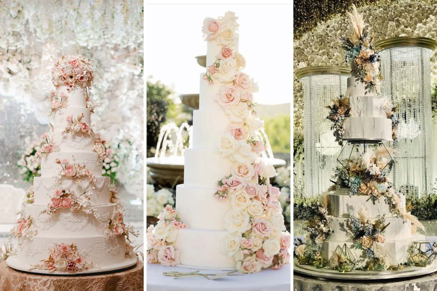 Розкішні, багатоярусні весільні торти фото
