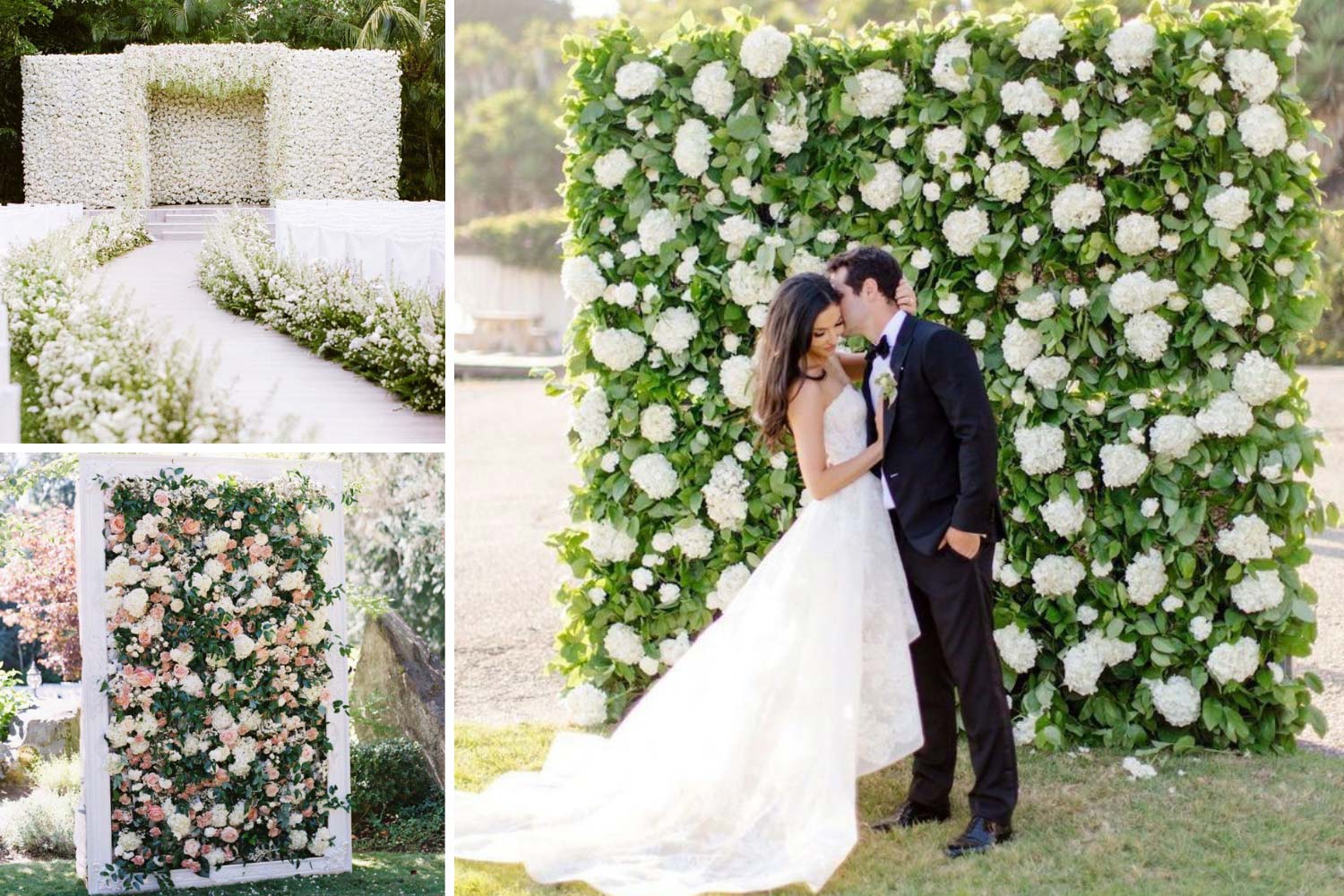 Фон из цветов, цветочная арка-стена на свадьбу фото