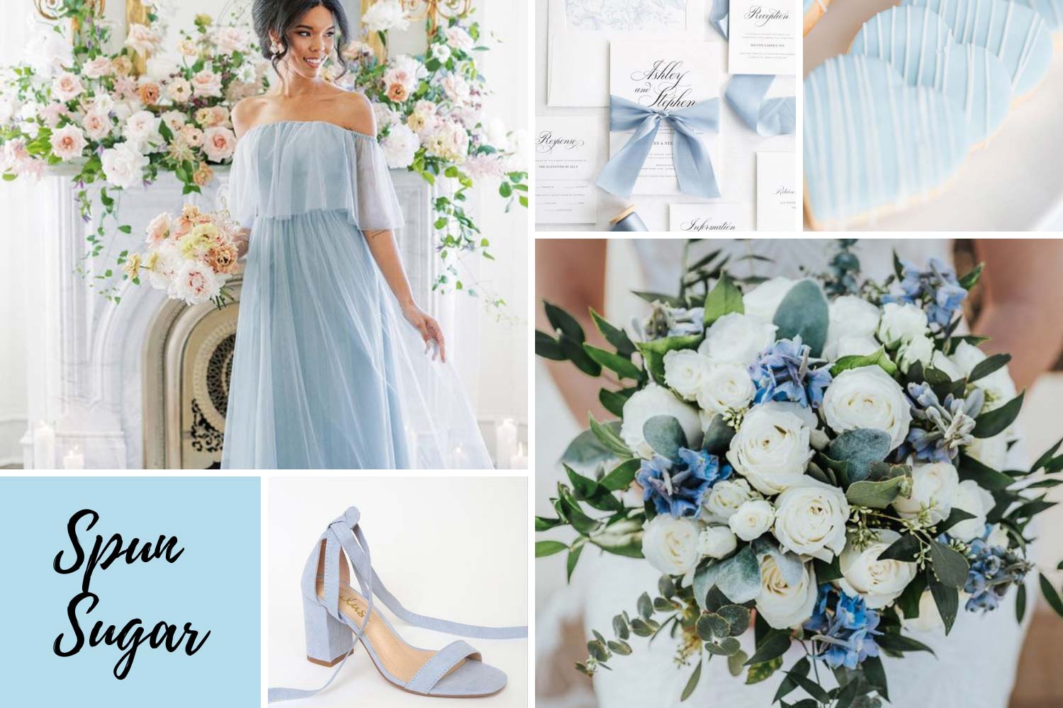Spun Sugar: голубое свадебное платье, голубой декор свадьбы фото 