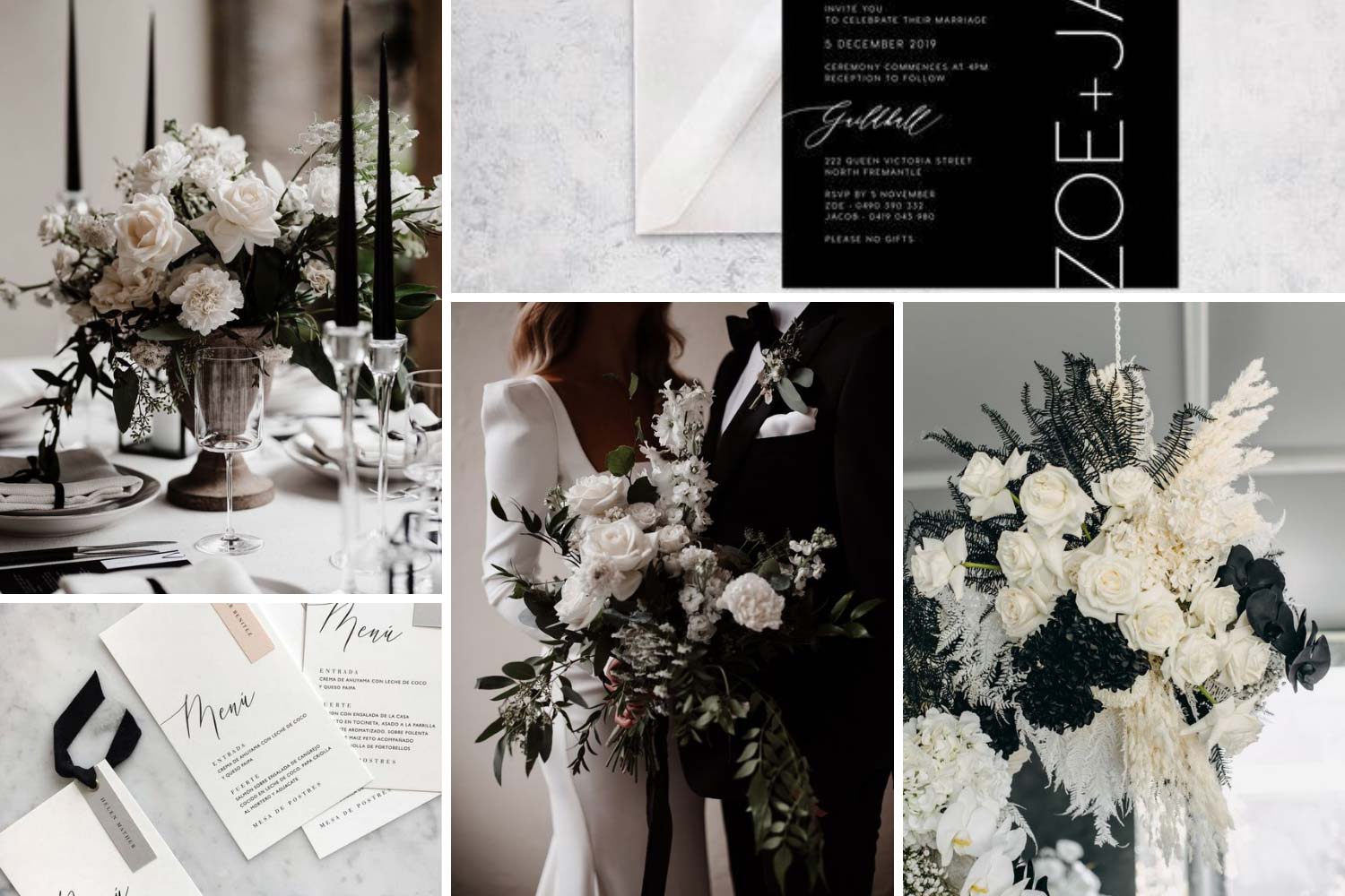 Монохромний декор, чорно-біле оформлення весілля фото